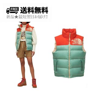 K365-M.. GUCCI × THE NORTH FACE グッチ ノースフェイス ダウン ベスト コラボ フード付 バイカラー ★ 3421