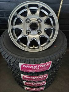 【2023年製】ダンロップ GRANTREK TG4 145/80R12 80/78+JP202 4本総額 42000円 タイヤ+アルミホイール ４本セット 車検対応 JWL-T規格