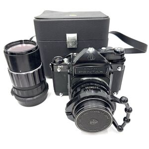 ASAHI PENTAX 6x7 アサヒ ペンタックス 中判カメラ TAKUMAR 105mm 1:2.4 200mm 1:4 レンズ2本 ケース付属 フィルムカメラ