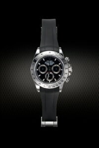 Rolex/ロレックス Daytona/デイトナ 116520、116523、116500適用 VAGENARI ラバー ストラップ/ベルト ブラック