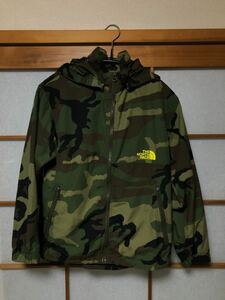 美品 ノースフェイス カモフラ 140 キッズ 迷彩 コンパクトジャケット マウンテンパーカー NORTH FACE 