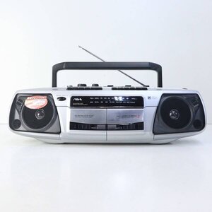 動作品 AIWA アイワ CS-W535 ステレオラジオカセットレコーダー ラジカセ AM/FM ダブルカセットデッキ 乾電池駆動★100v03