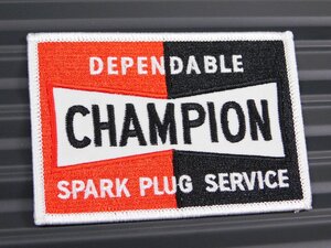 ◆送料\110◆【CHMPION・チャンピオンプラグ】※《アイロン刺繍ワッペン》　アメリカン雑貨　刺繍ワッペン　アイロンワッペン