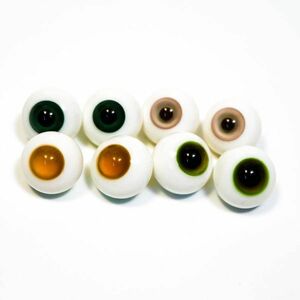 ドールアイ 20mm ガラス 黄緑　緑　薄桃　橙単　ガラス製 ガラス球 硝子眼 4対セット