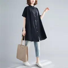 チュニック シャツワンピース ロングシャツ レディース 半袖 春 夏 チュニックシャツ 大きいサイズ 無地 おしゃれ ロングワンピー Aライン 値段 体型カバー PWft407