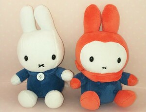 ミッフィーmiffyお座りぬいぐるみノーマル、ゆきのひのうさこちゃん2体セットサイズ約17cm