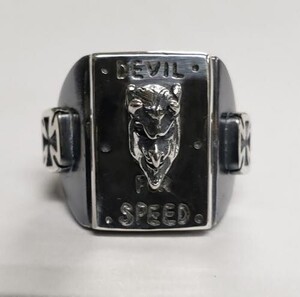 galcia DEVIL & IRON CROSS RING デビル　アイアンクロス　シルバー　925 メキシカンリング