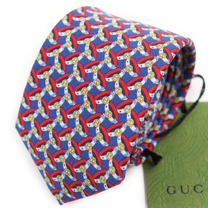 未使用品●GUCCI グッチ 2023年製 750484 シルク100% インターロッキングG GGベルト柄 ネクタイ 148x7cm イタリア製 正規品 メンズ