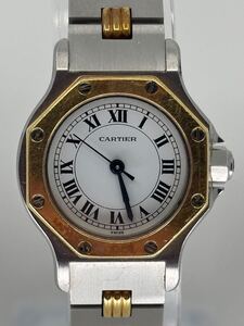 Cartier カルティエ　サントス　自動巻　AT AC.9.80gr OR0750 2.30gr 白文字盤　レディース　腕時計　元箱付　不動　ジャンク扱い