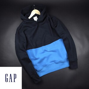 新品★GAP/ギャップ/カラーブロック裏起毛プルオーバーパーカー フーディー 530/00紺青/【S】