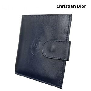 即日発送 極美品 Christian Dior 二つ折り財布 ネイビー