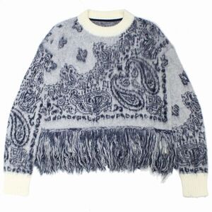 sacai サカイ 22AW Bandana Jacquard Knit Pullover バンダナジャガードニットプルオーバー 1 ホワイト