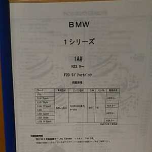 【パーツガイド】BMW 1シリーズ(１Ａ＃)　H23.9～　Ｆ２０：５ドアハッチバック　２０１6年版