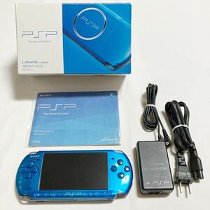 SONY PSP-3000 VIBRANT BLUE ブルー PlayStation Portable 本体 箱 説明書 電源ケーブル ソニー PSP3000 ゲーム機 レトロ 