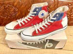 ★☆90s!USA!希少レア!!コンバース ALL STAR COLOR BLOCK HI 白/赤/紺 7 25.5cm converse オールスター マルチ デッド ビンテージ 236☆★