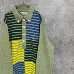 90S vintage 柄ニット　セーター　ウール　メンズS 古着　個性派