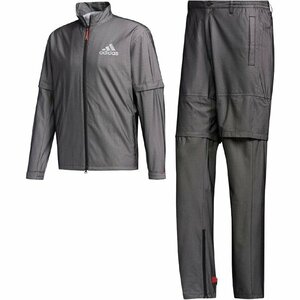 ラスト1点！送料520円～新品◆定価27500円◆adidas GOLF◆撥水・防風◆２WAYマルチウエザーストレッチゴルフスーツ上下SET◆黒◆M