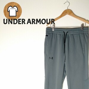 【UNDERARMOUR トラックパンツ L ジャージ 裏起毛 A872 3ポケット ワンポイントロゴ リブ 古着 レディース】