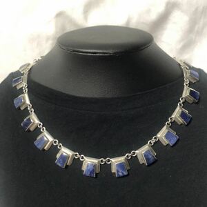 Vintage Mexican Silver Lapis Necklace 925 メキシカンジュエリー ラピスラズリ チェーンネックレス ブレスレット スターリングシルバー