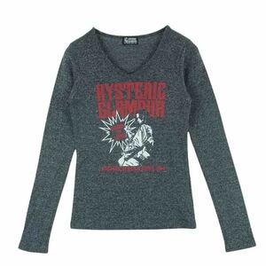 HYSTERIC GLAMOUR ヒステリックグラマー 01181CL06 BORN TO LOSE ガール プリント 長袖 Tシャツ グレー系 FREE【中古】