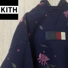 【激レア】KITH キス　パーカー　ボックスロゴ　スウェット　ネイビー　ゆるだぼ