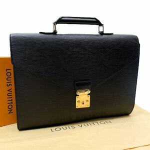 1円 美品 LOUIS VUITTON ルイヴィトン エピ セルヴィエット アンバサダー ビジネス ハンド バッグ ブリーフ ケース ブラック 黒