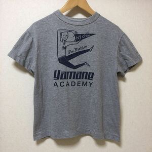 送料込 日本製 EVISU YAMANE プリントT 38 メンズXS~Sほど グレー USED エヴィス エビス ヤマネ Tシャツ 灰 アメカジ 古着made in JAPAN