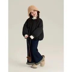 子供服冬の保温コート子供の綿入れかわいい黒い女の子