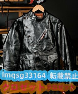 姫路レザー アビエイターライダースジャケット ブラック 馬革 A-1 コサック L(38) 茶芯ホースハイド 20\