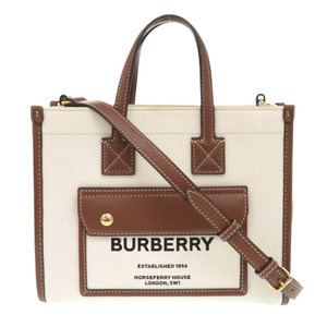 バーバリー ミニフレヤトート 8044143 キャンバス/レザー ベージュ ショルダーバッグ 0429 BURBERRY