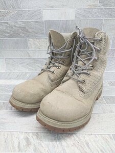 ■ Timberland ティンバーランド レースアップ ステッチ ラウンドトゥ ショート ブーツ サイズ35 ベージュ レディース P