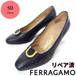 サルヴァトーレ・フェラガモ【Ferragamo】ガンチーニ パンプス 紺色