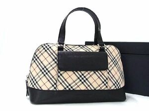 ■極美品■ BURBERRY バーバリー ノバチェック キャンバス×レザー ハンドバッグ トートバッグ レディース ベージュ系 AV1114