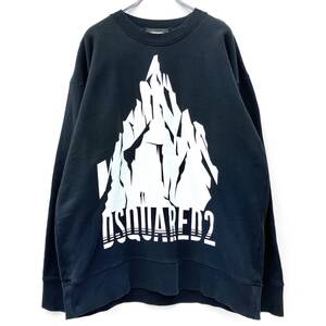 DSQUARED2 ディースクエアード BLACK COTTON Signature print sweatshirt サインネイチャー ビッグ プリント ロゴ S74GU0339 サイズS