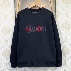 人気EU製＆定価4万◆UABONI*Paris*トレーナー*ユアボニ*パリ発◆エジプト綿 ソフト 通気 快適 スウェット ロゴ おしゃれ 男女兼用 2XL/52