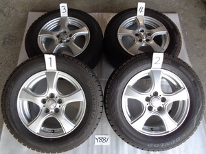 ◎50系プリウスから外しました！VIOLENTOアルミホイール！国産冬タイヤ4本セット！195/65R15！6J！OFF43！ハブ径53ｍｍ！残り溝7ｍｍ！