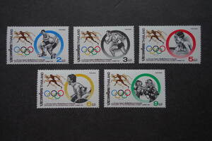 外国切手： タイ切手「国際オリンピック委員会設立100年」 5種完 未使用