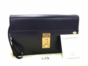 1円 ■美品■ dunhill ダンヒル レザー ダイヤルロック式 クラッチバッグ セカンドバッグ メンズ ブラック系 BI2596