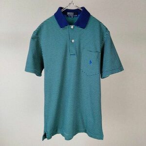 90s polo ralph lauren ポロラルフローレン　シティーボーイ　ボーダー　ポロシャツ　半袖　古着