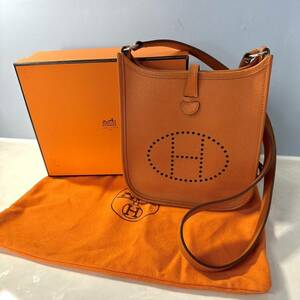 1円 HERMES エルメス エヴリン エブリン TPM エプソン カプシーヌ ショルダーバッグ オレンジ