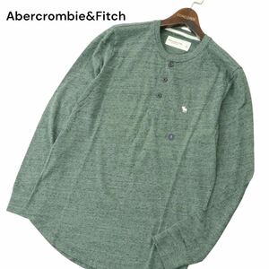 【新品 未使用】 Abercrombie&Fitch アバクロンビー＆フィッチ 刺繍 長袖 ヘンリーネック カットソー Tシャツ Sz.S　メンズ　A4T01121_2#F