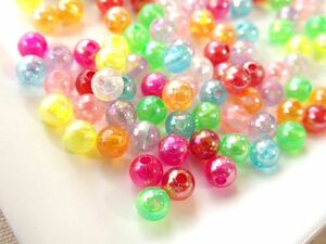 即決! 100個 ABカラー アクリルビーズ ラウンド ミックスカラー 6mm☆ハンドメイドアクセサリー