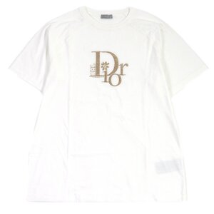 極美品□DIOR ディオール オム ERL 313J647A0817 ロゴエンブロイダリー ダメージ加工 半袖Ｔシャツ ホワイト M イタリア製 正規品 メンズ