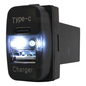 【送料220円】ミツビシA デリカD/5 D5 CV1/2/5 LED/ホワイト USB Type-C タイプC ポート 充電 QC3.0 12V パネル スイッチホールカバー