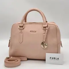 【良品】FURLA エレナ ハンドバッグ 2way レザー 冠婚葬祭 ピンク