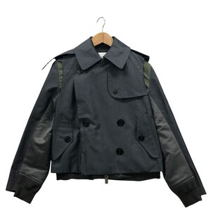 美品◆ジャケット サカイ 22AW ジャケット Gabardine Mix Jacket グレー×カーキ サイズ1 22-06188 sacai 【AFB31】