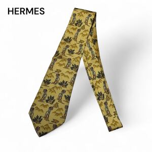 HERMES エルメス シルク ネクタイ 人 山