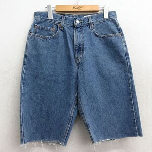 W29/古着 リーバイス Levis 550 ハーフ パンツ ショーツ メンズ 00s コットン 紺 ネイビー デニム 23apr13 中古 ボトムス 短