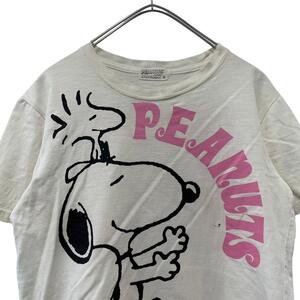 PEANUTSスヌーピープリントTシャツ/レディースS　a1