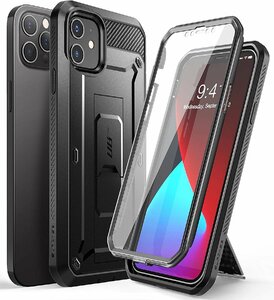 SUPCASE iPhone 12 ケース/iPhone 12 Pro ケース 液晶保護フィルム と腰かけクリップ付き スタンド内臓 耐衝撃 UBProシリーズ 黒